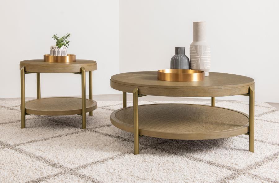 (image for) Arini 2-piece Round Coffee and End Table Set Sand Wash