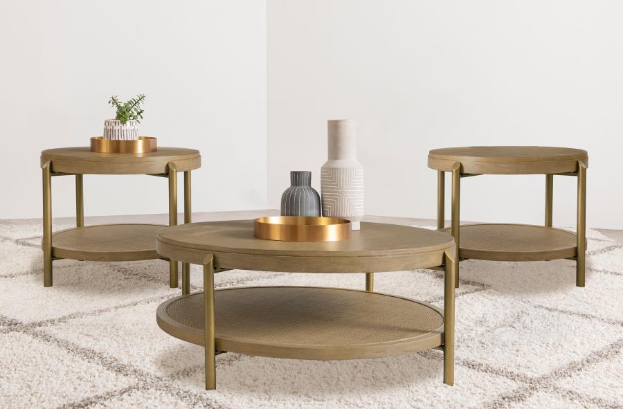 (image for) Arini 3-piece Round Coffee and End Table Set Sand Wash