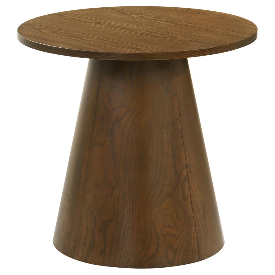 (image for) Franklin Round Wood Pedestal Side End Table Dark Brown