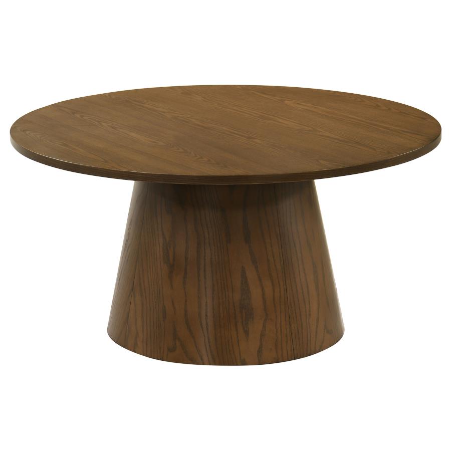 (image for) Franklin 36-inch Round Pedestal Coffee Table Dark Brown