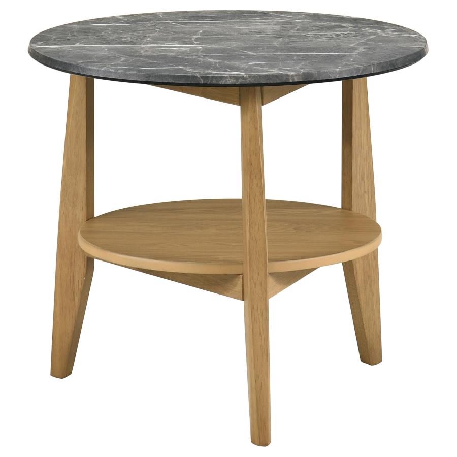 (image for) Bradley Round SmartTop End Side Table Grey and Natural