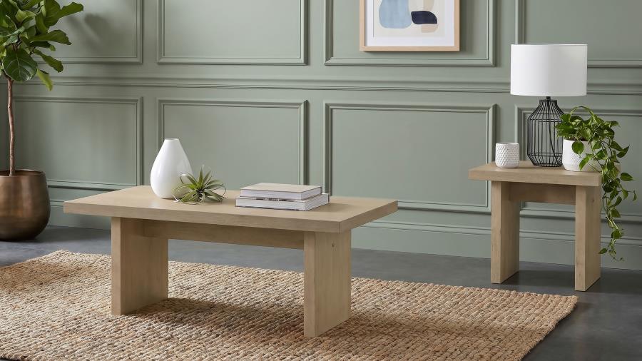 (image for) Decker 2-piece Coffee and End Table Set Natural Oak