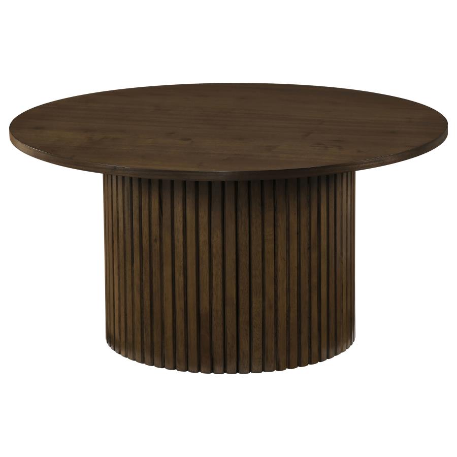(image for) Hamlyn Round Fluted Occasional Cocktail Coffee Table Walnut