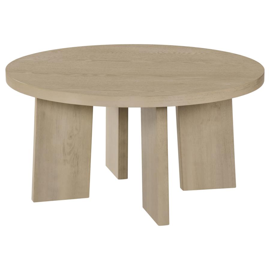 (image for) Strouse Contemporary Round Coffee Table in Natural Oak
