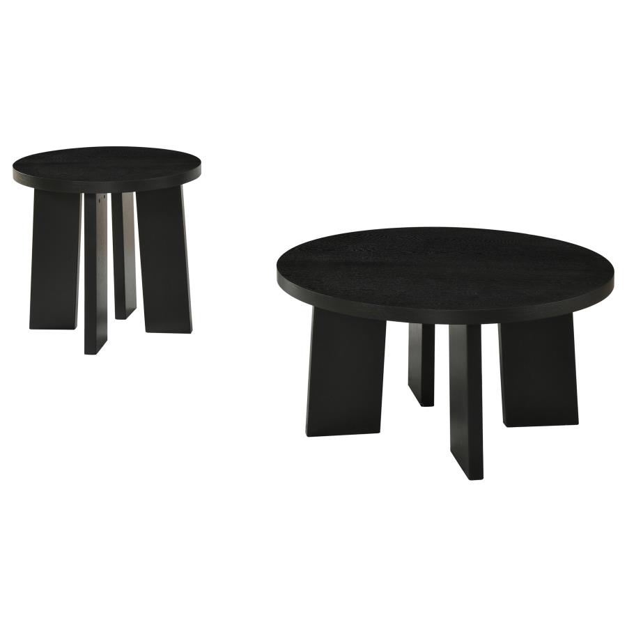 (image for) Strouse 2-Piece Round Coffee and End Table Set in Black