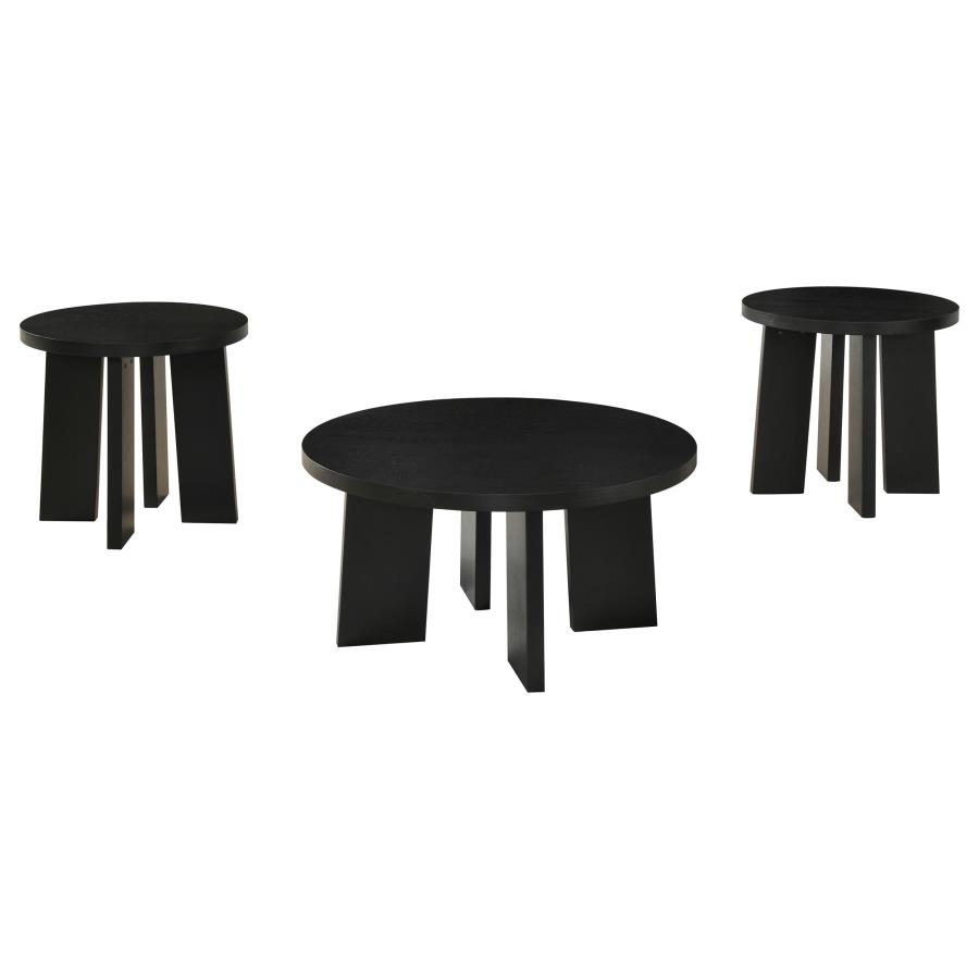 (image for) Strouse 3-Piece Round Coffee and End Table Set in Black
