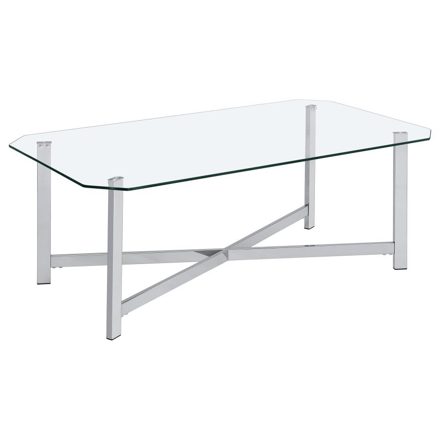 (image for) Cronin Rectangular Tempered Glass Top Cocktail Coffee Table Chrome