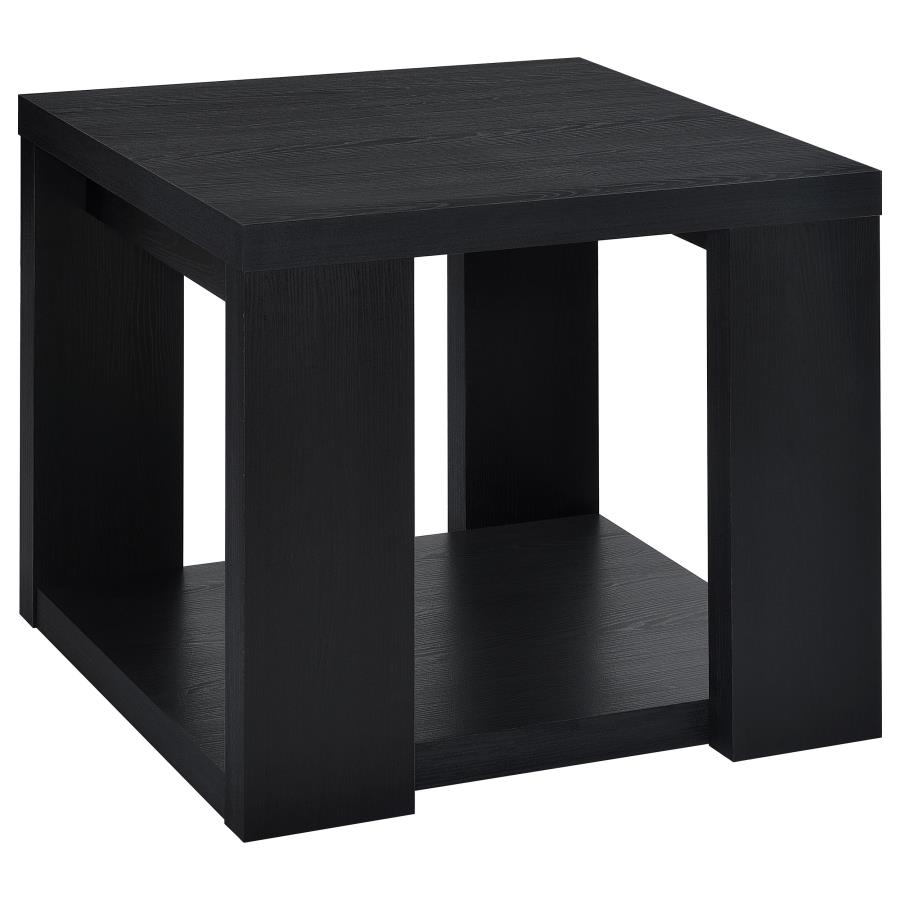 (image for) Pavone Transitional Square Storage End Table with Open Lower Shelf Black