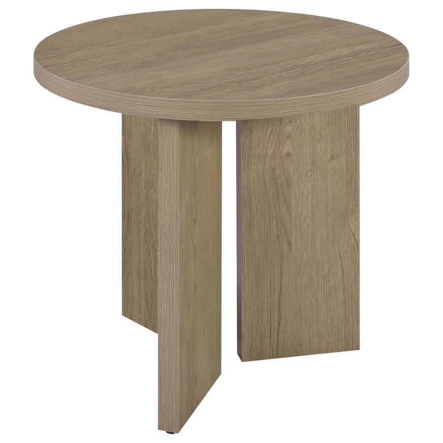 (image for) Aragon Round Panel Base End Table Latte