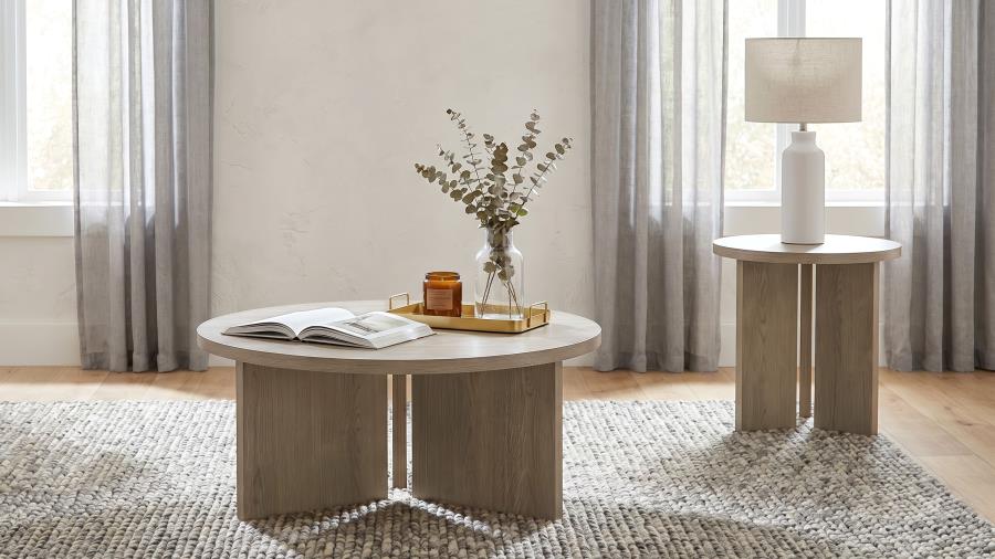 (image for) Aragon 2-Piece Round Coffee and End Table Set Latte
