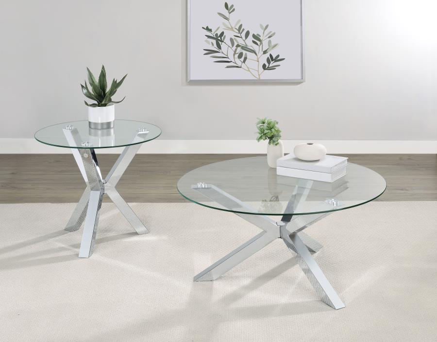 (image for) Kenzie 2-piece Round Coffee and End Table Set Chrome