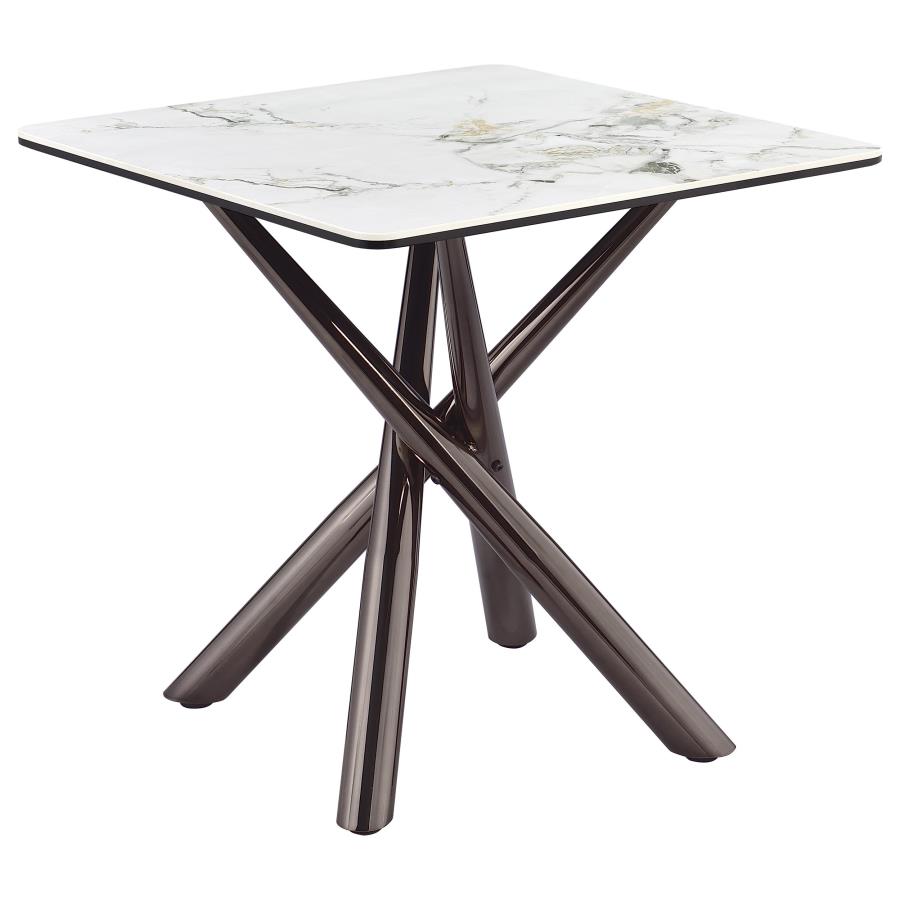 (image for) Carvell Square Sintered Stone End Side Table Mirage White