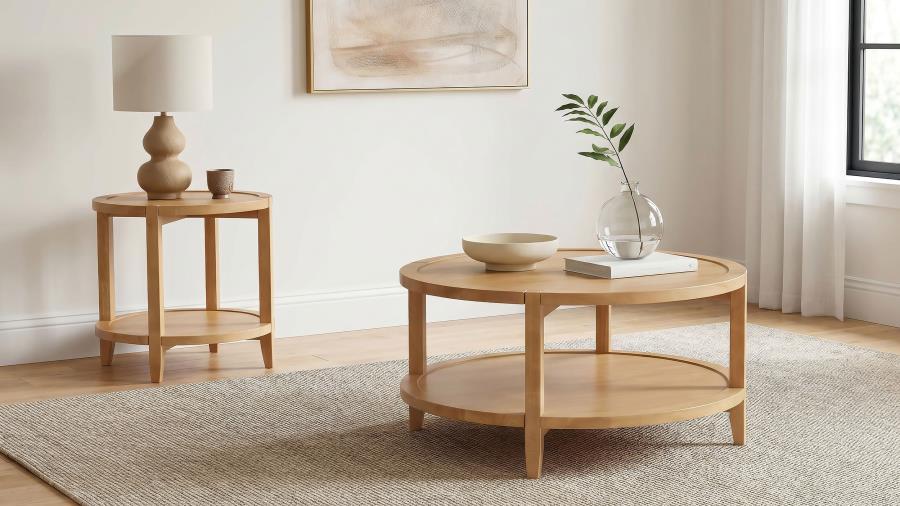 (image for) Camillo 2-piece Round Coffee and End Table Set Maple
