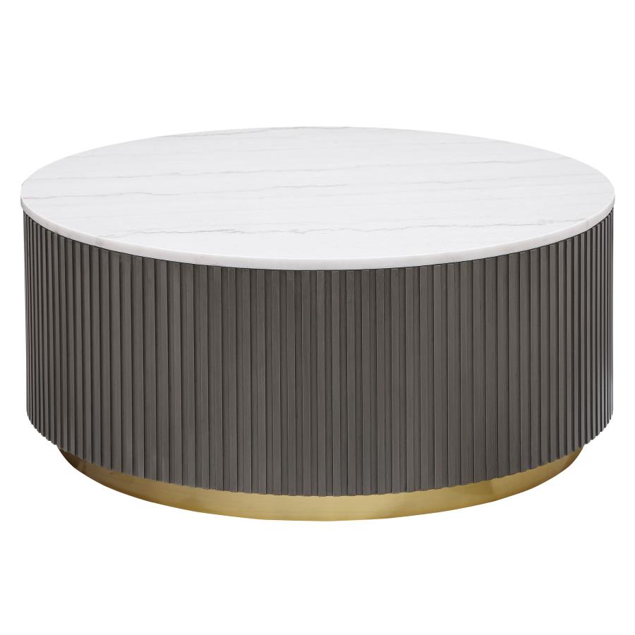 (image for) Jason Round White Marble Top Coffee Table Charcoal