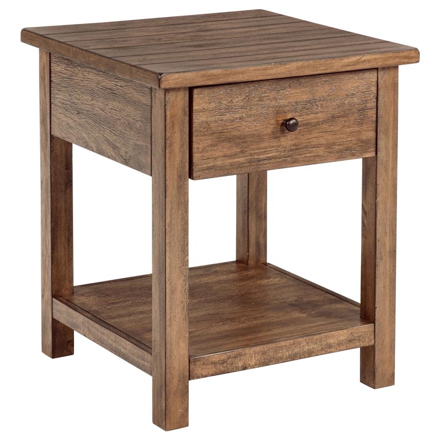 (image for) Payne 1-drawer Wood End Table with Shelf Distressed Brown