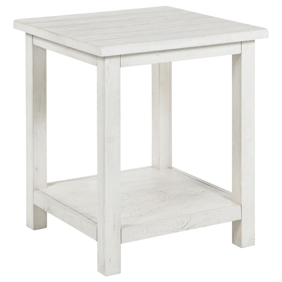 (image for) Payne Wood End Table with Shelf Distressed White