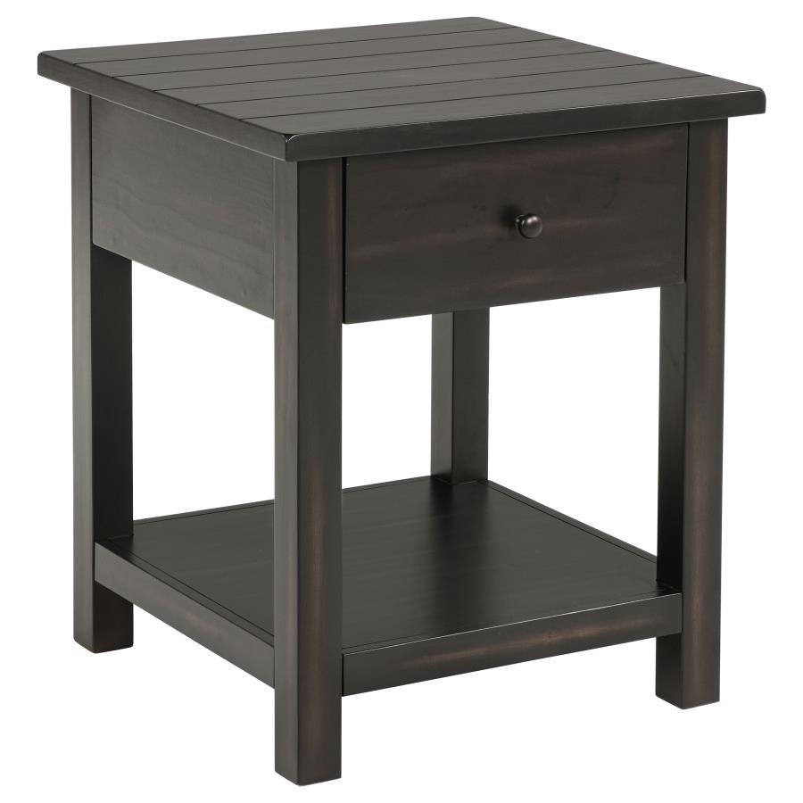 (image for) Payne 1-drawer Wood End Table with Shelf Distressed Java