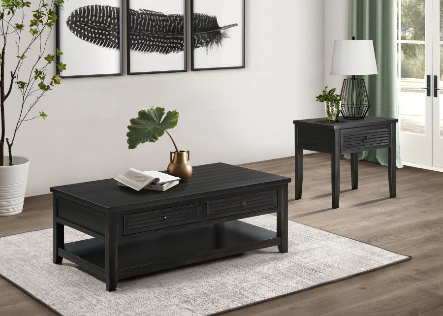 (image for) Concord 2-piece Coffee and End Table Set Distressed Java