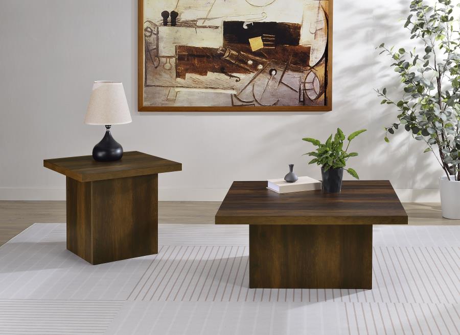 (image for) Devar 2-piece Square Coffee and End Table Set Dark Pine