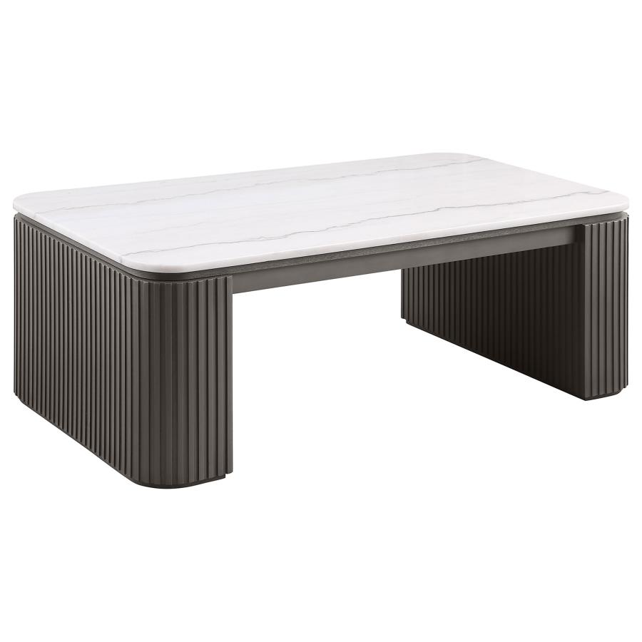 (image for) Lior Rectangular Marble Top Coffee Table Charcoal