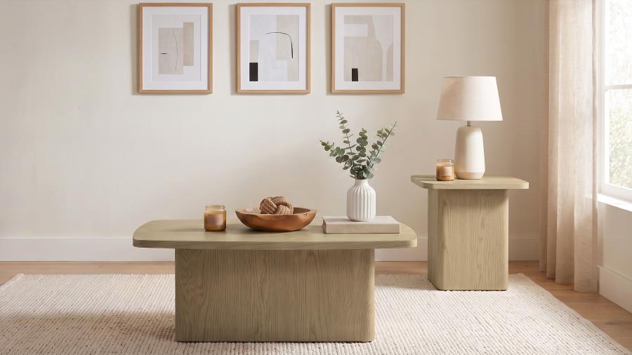 (image for) Fraser 2-Piece Greige Pedestal Coffee and End Table Set