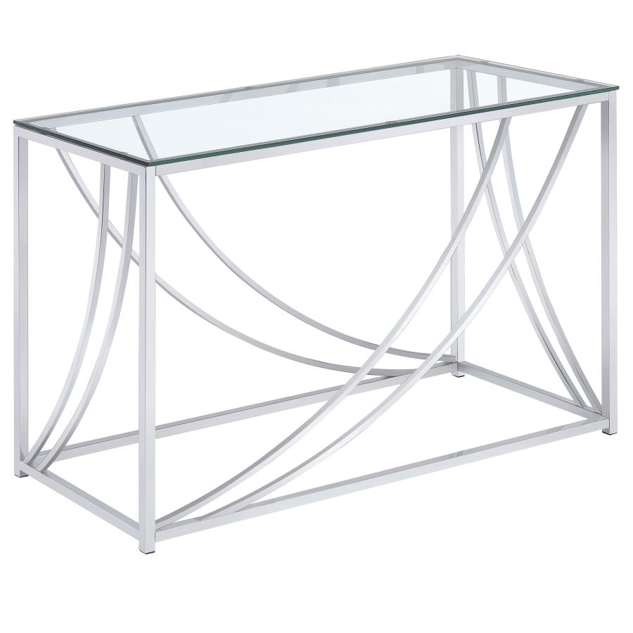(image for) Lille Glass Top Entryway Console Table Accents Chrome