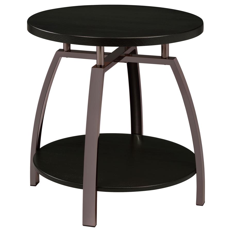 (image for) Dacre Round Engineered Wood Top Side End Table Dark Charcoal