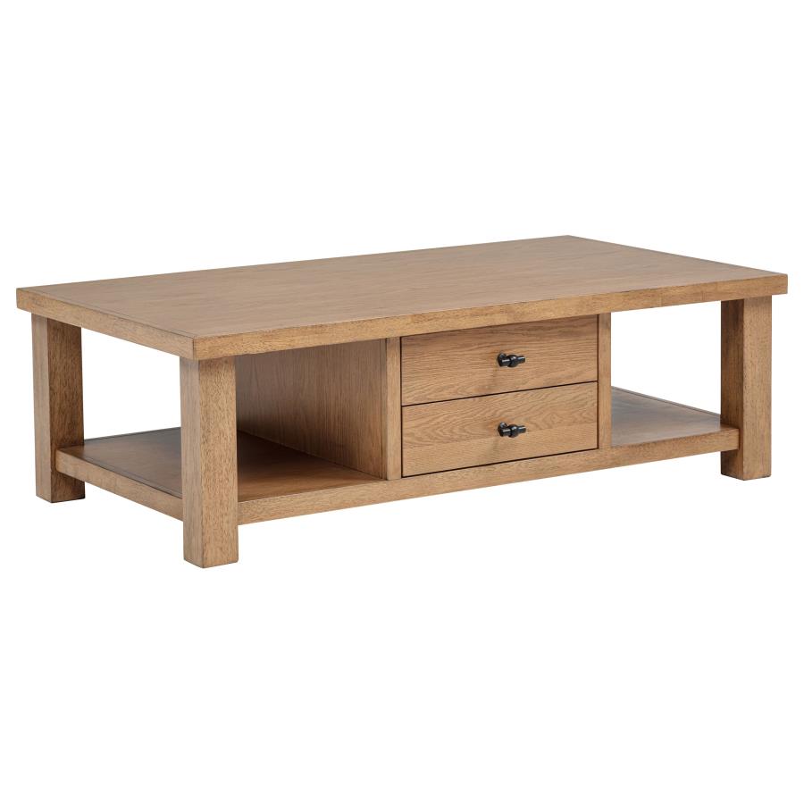 (image for) Beasley 2-Drawer Wood Coffee Table Golden Oak