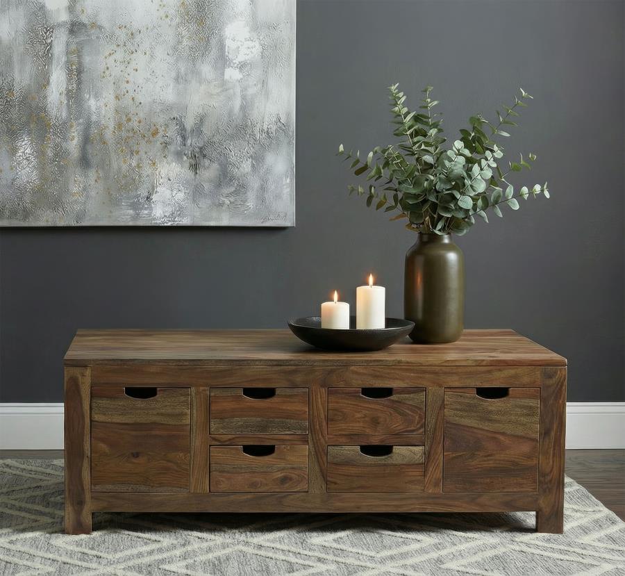 (image for) Esther 6-drawer Solid Wood Coffee Table Natural Sheesham