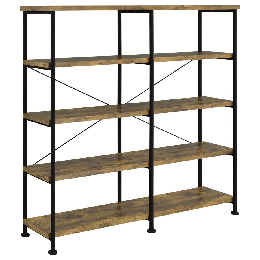 (image for) Analiese 63-inch 4-shelf Double Bookshelf Rustic Nutmeg