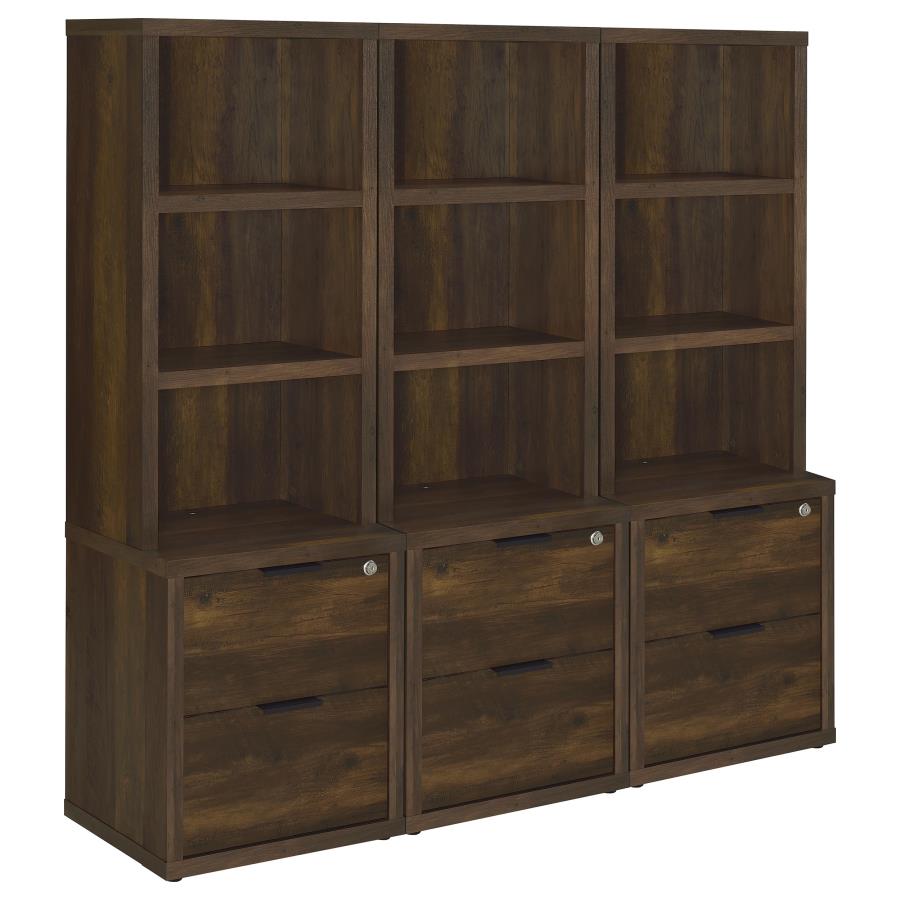 (image for) Westpark 3-piece Wall Unit Bookcase Set with USB Dark Pine