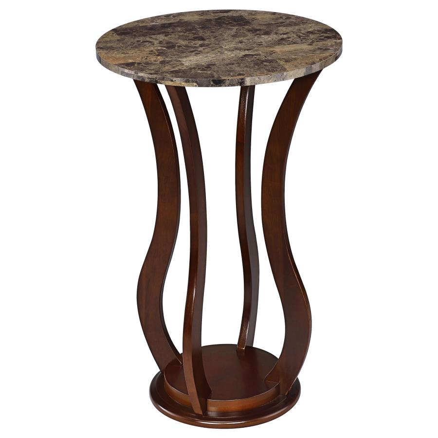 (image for) Elton Round Faux Marble Top Plant Stand Brown
