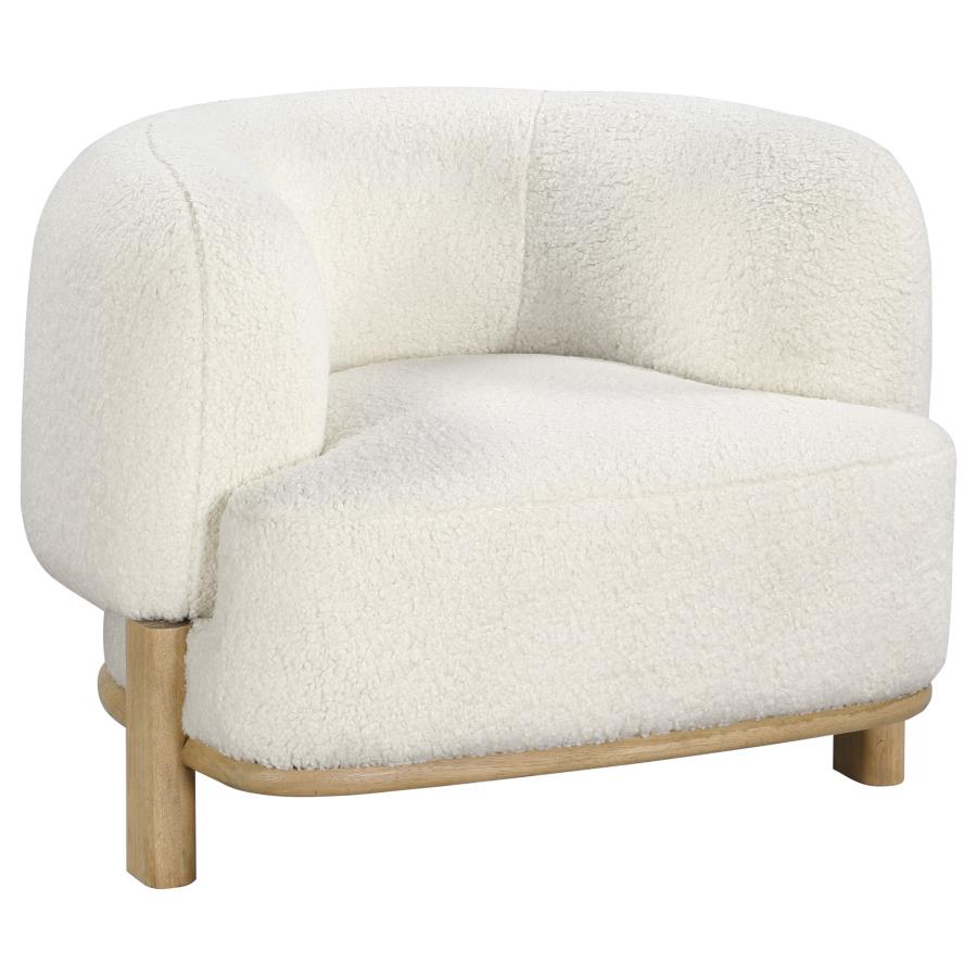(image for) Lawler Upholstered Barrel Back Accent Chair Ivory and Natural