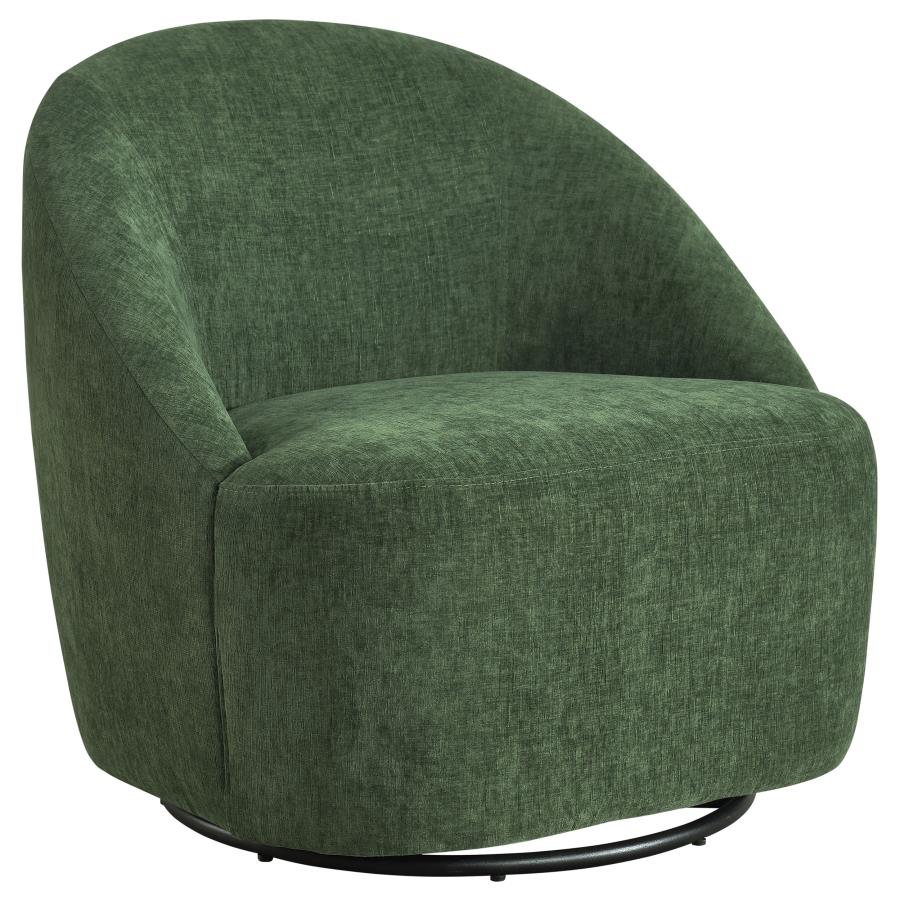 (image for) Leon Chenille Upholstered Swivel Accent Chair Green