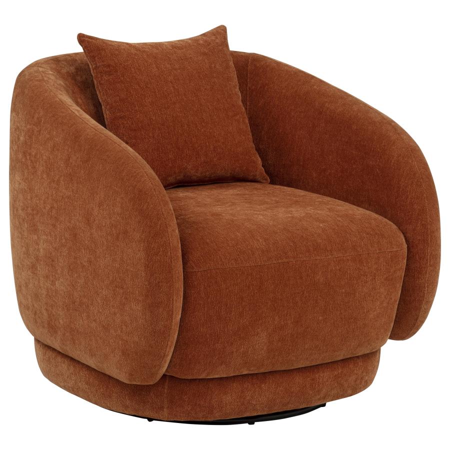 (image for) Arnaud Chenille Upholstered Swivel Accent Chair Burnt Orange