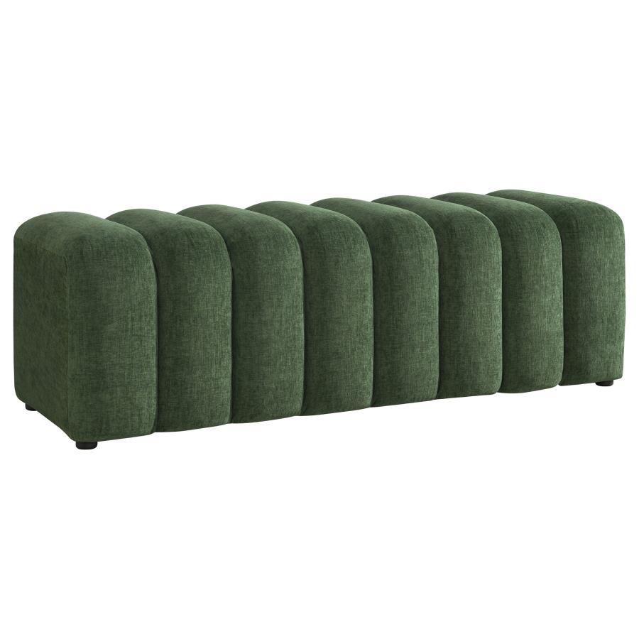 (image for) Summer Upholstered Channel Accent Bench Green