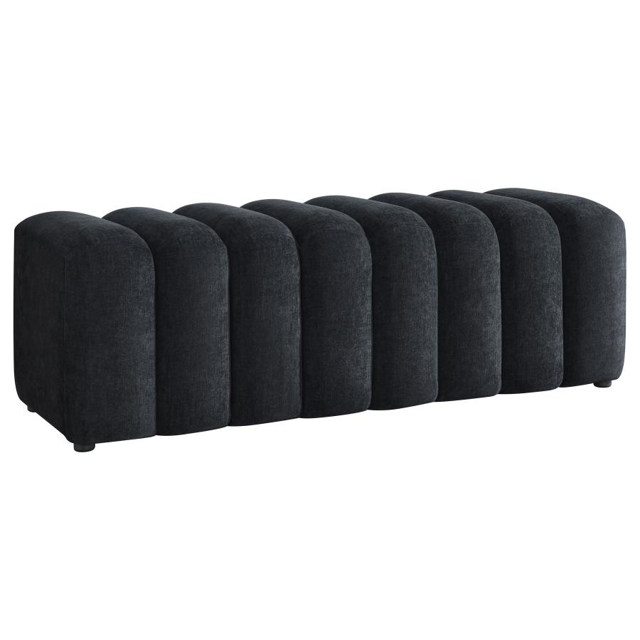 (image for) Summer Upholstered Channel Accent Bench Black