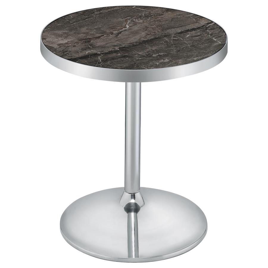 (image for) Cazen Round Faux Marble Top Pedestal Side Table Grey
