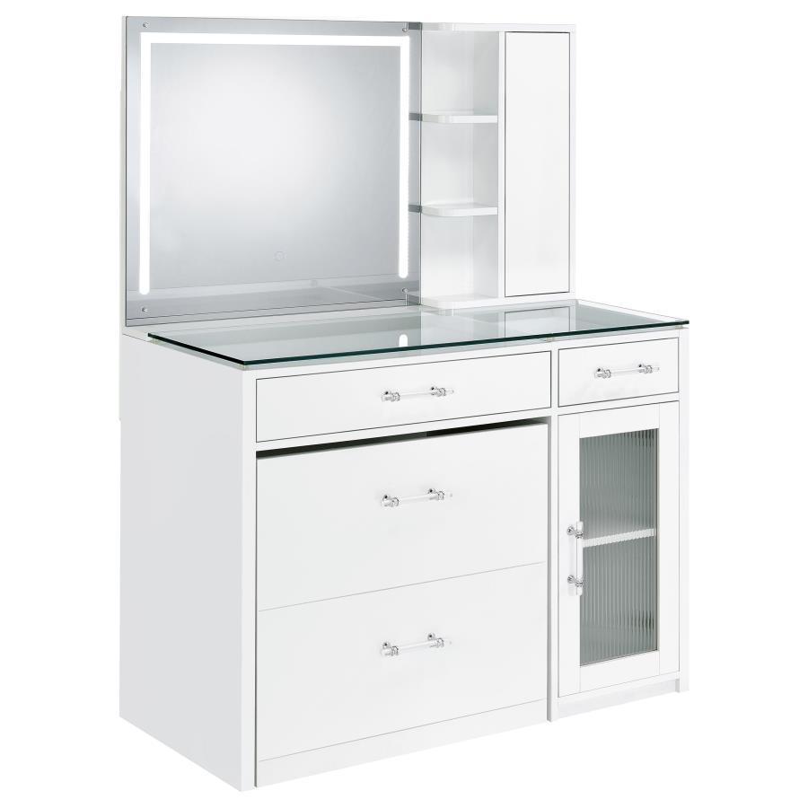 (image for) Flora 2-drawer Vanity Set with LED Mirror White High Gloss