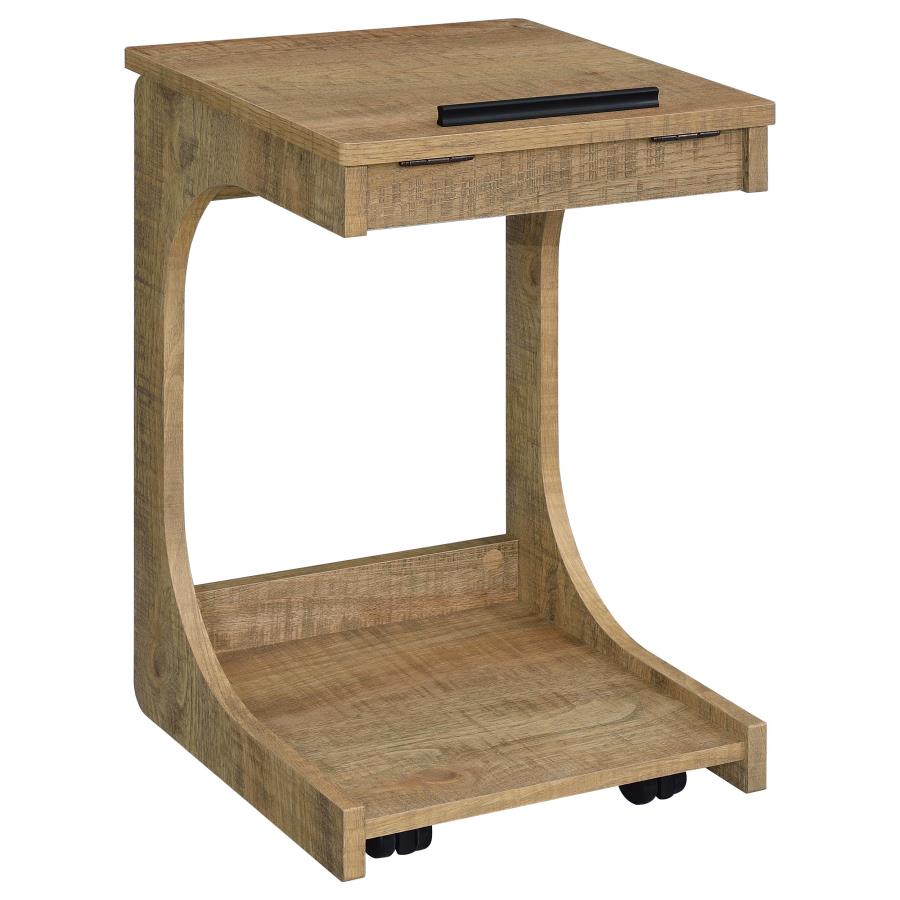 (image for) Ralston C-Shaped Lift-Top Sofa Side Table With Casters Mango