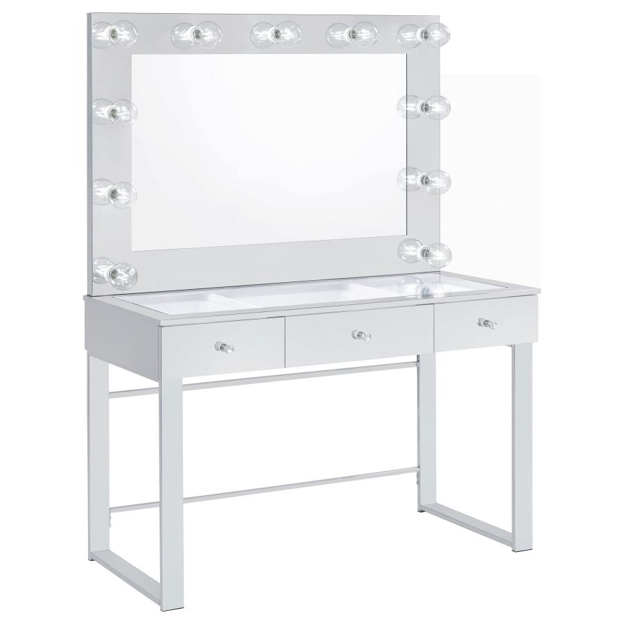 (image for) Umbridge 3-drawer Vanity Set with Lighting Chrome and White