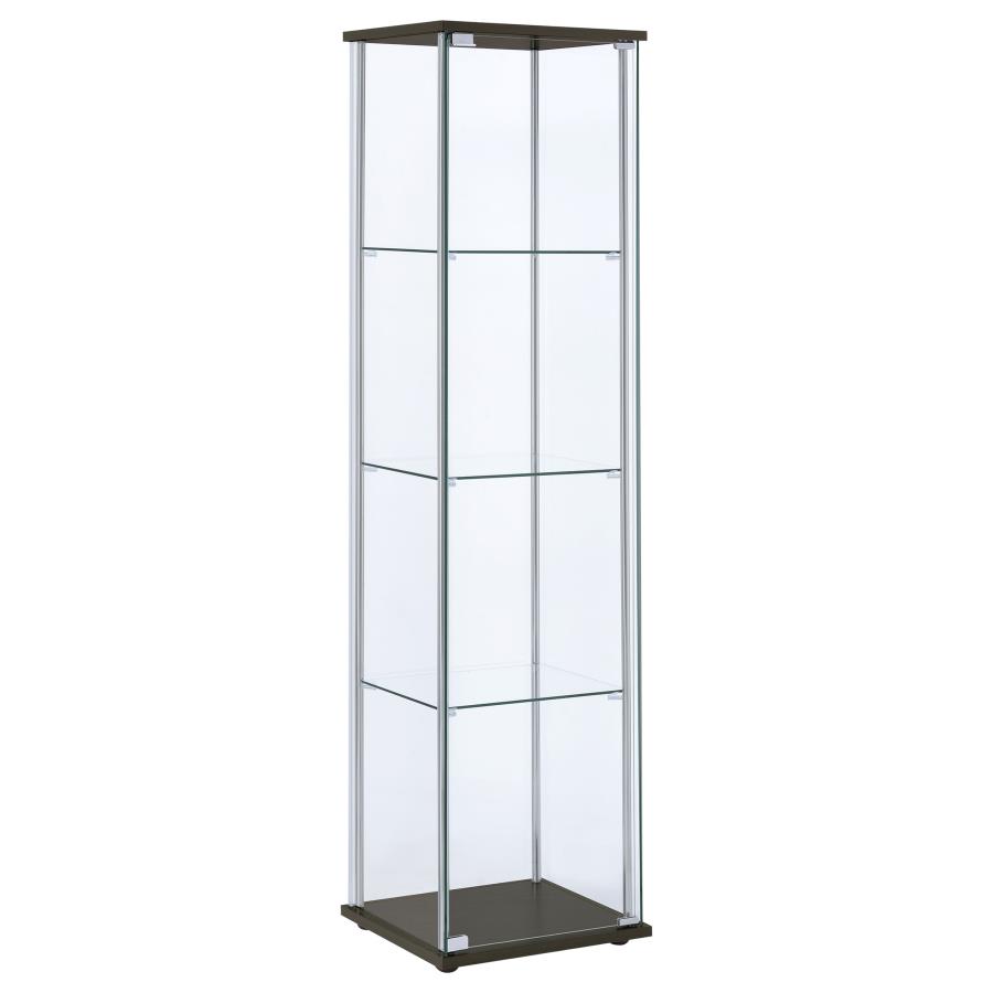 (image for) Bellatrix 3-shelf Clear Glass Curio Cabinet Cappuccino