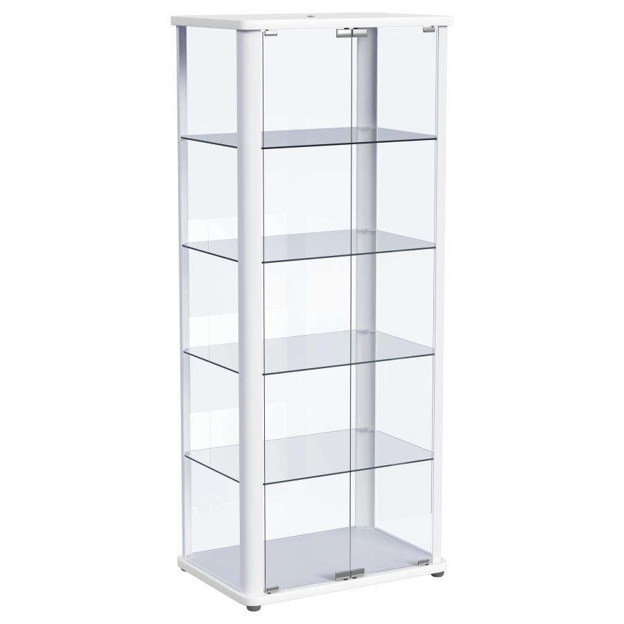 (image for) Aero LED 4-Shelf Glass Curio Display Cabinet White