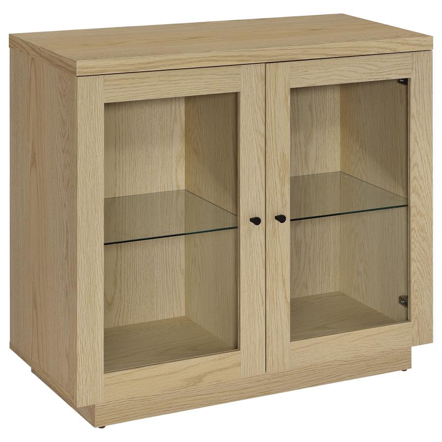 (image for) Tilbury 2-door Glass Front Accent Display Cabinet Light Oak