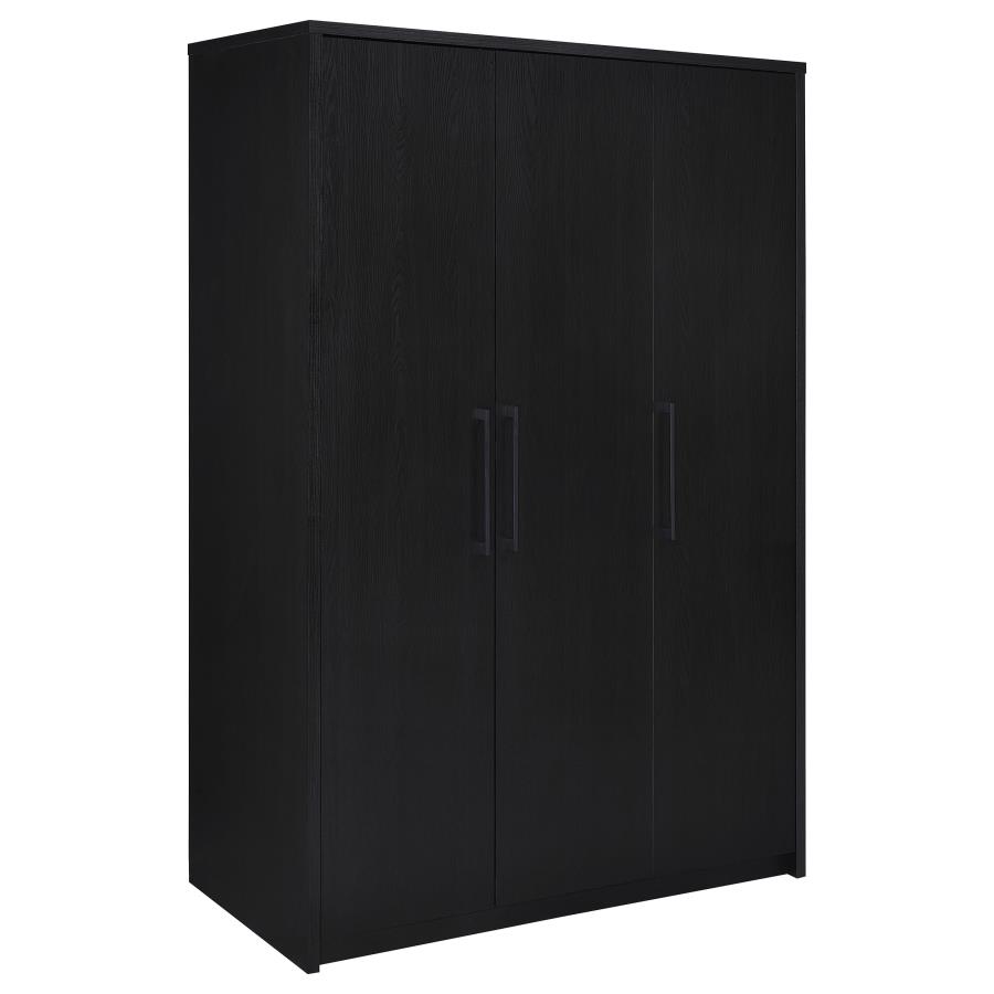(image for) Cerda 3-door Bedroom Wardrobe Storage Cabinet Armoire Black