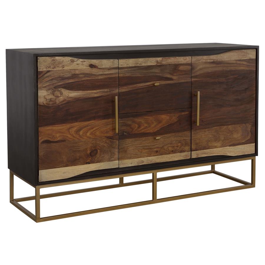 (image for) Zara 2-door 57-inch Wood Accent Storage Cabinet Black Walnut